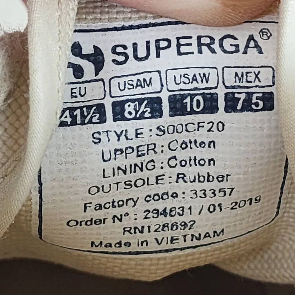 Superga Womens Beige Canvas Espadrille Platform Lace Up Low Top Sneakers Size 10
